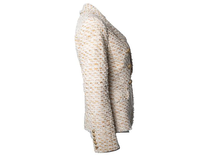 Balmain, blazer de tweed com abotoamento duplo Marrom Bege - vista 4