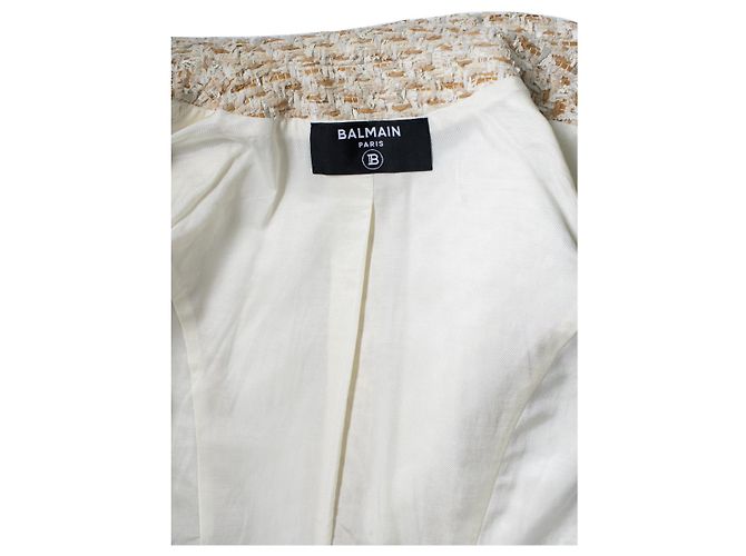 Balmain, blazer de tweed com abotoamento duplo Marrom Bege - vista 8