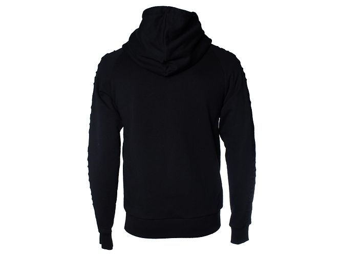 Balmain, schwarzer Cardigan mit Kapuze und geprägtem Logo - Ansicht 2
