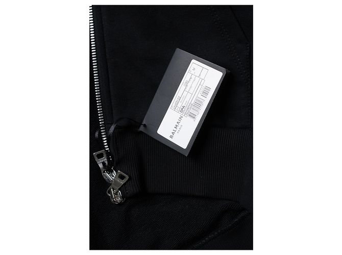 Balmain, schwarzer Cardigan mit Kapuze und geprägtem Logo - Ansicht 6