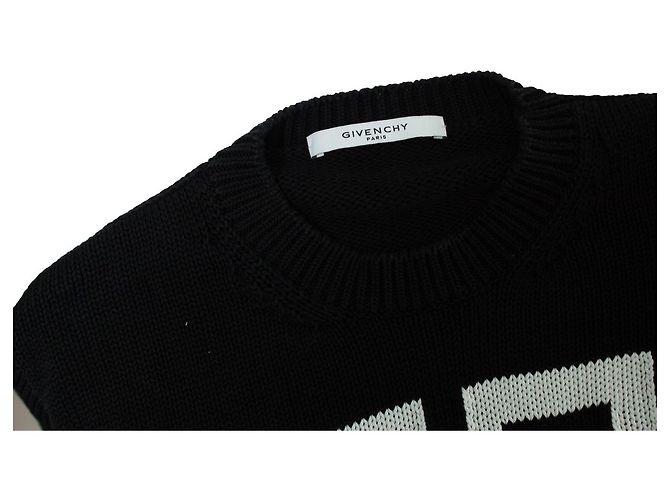 Givenchy, Pull en maille en coton avec logo Noir - vue 7