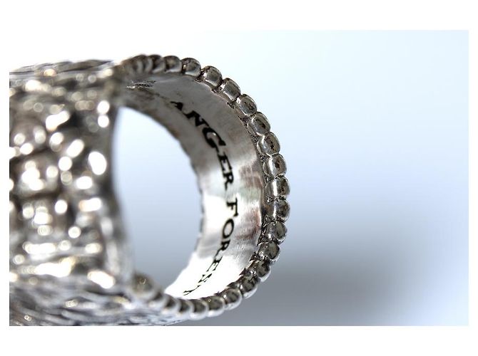 Gucci, anello testa d'aquila anger forest Argento Metallico - vista 7