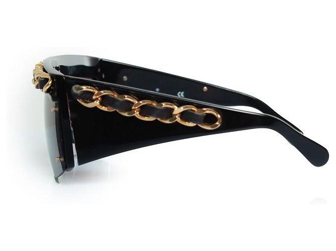 Chanel, occhiali da sole vintage con catena nera Nero - vista 5