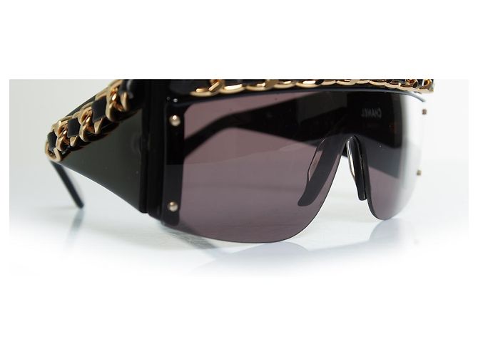 Chanel, occhiali da sole vintage con catena nera Nero - vista 8
