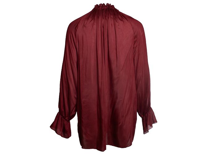 The Row, Weinrote Bluse mit Schleife - Ansicht 2