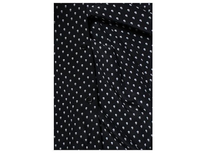 Alexander McQueen, Camicia in seta con stampa di teschio nero - vista 5