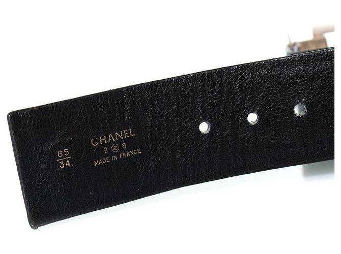 Chanel, Vintage-Gürtel aus schwarzem Leder mit Logo - Ansicht 6