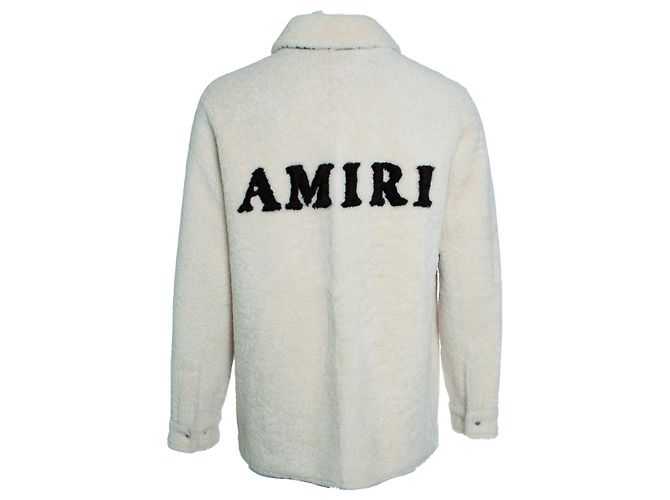 Amiri Shearling-Jacke mit Logo-Print Weiß Roh - Ansicht 2