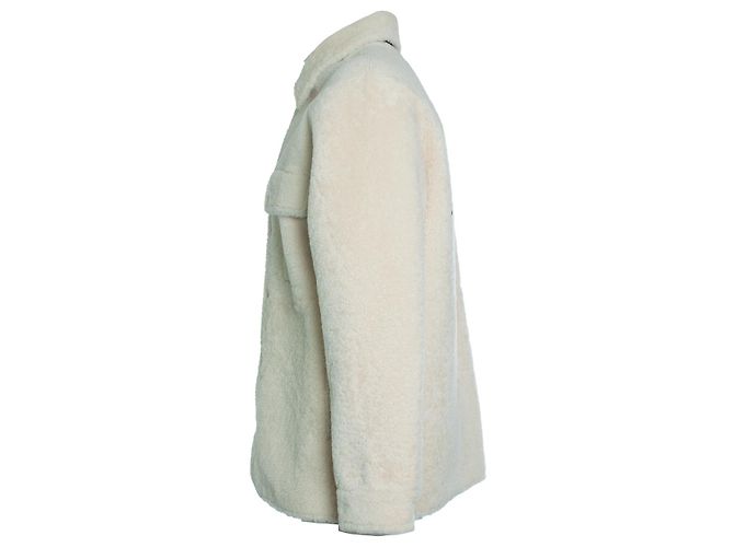 Amiri Shearling-Jacke mit Logo-Print Weiß Roh - Ansicht 3
