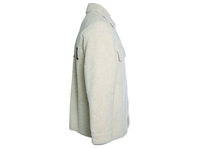 Amiri Shearling-Jacke mit Logo-Print Weiß Roh - Ansicht 4