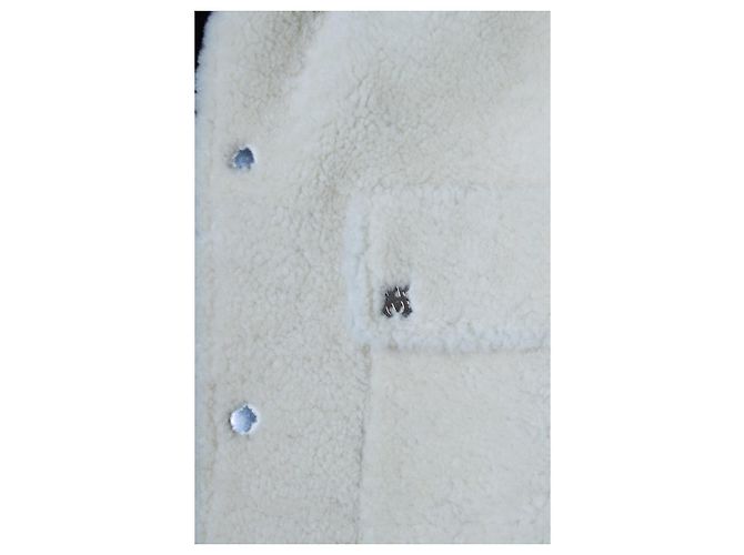 Amiri Shearling-Jacke mit Logo-Print Weiß Roh - Ansicht 6