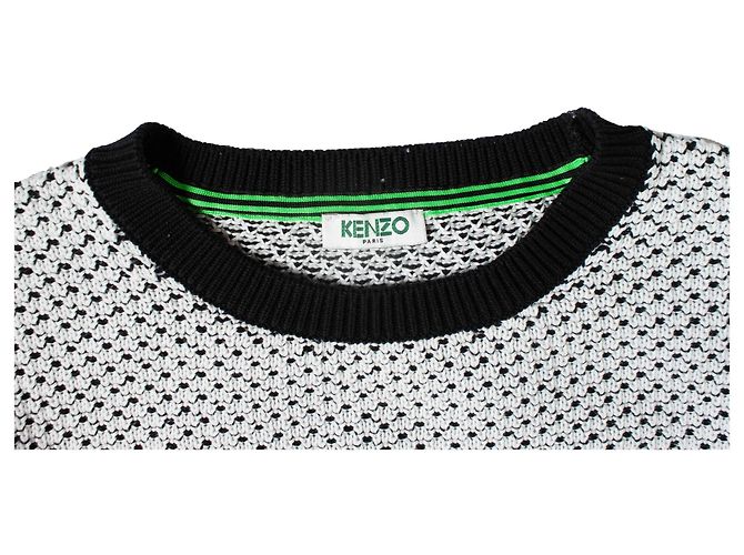 KENZO, pull en maille noir et blanc Multicolore - vue 6