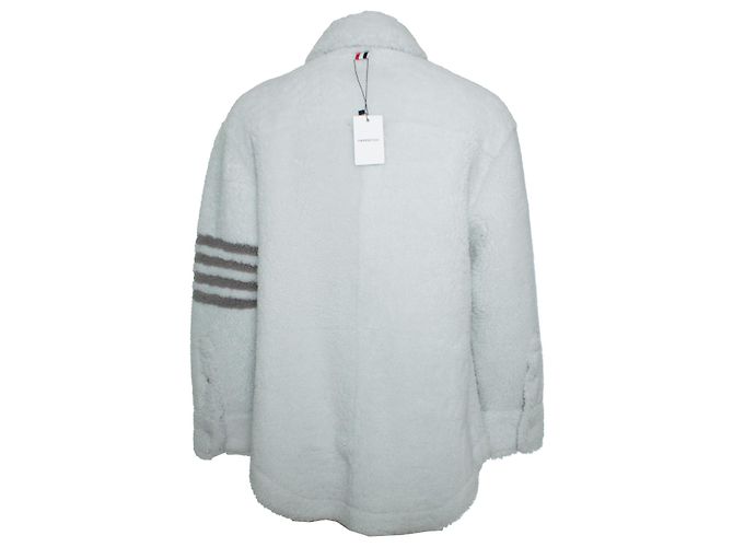 Thom Browne, giacca in shearling con 4 strisce Bianco - vista 2