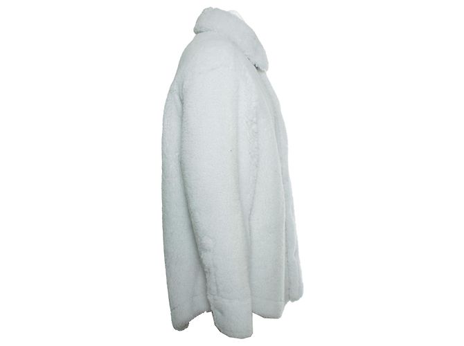 Thom Browne, giacca in shearling con 4 strisce Bianco - vista 3
