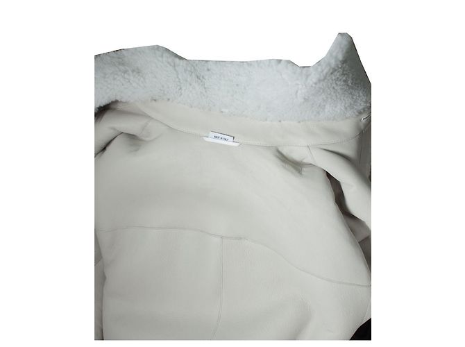 Thom Browne, giacca in shearling con 4 strisce Bianco - vista 7