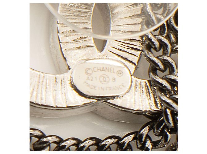 Gabrielle Chanel Silver Crystal CC Chain Ohrringe Silber Metallisch - Ansicht 3