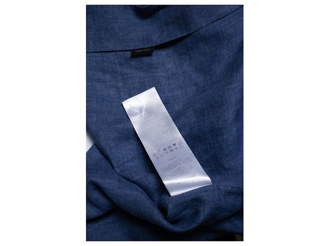 Brioni, Camicia in lino blu - vista 5