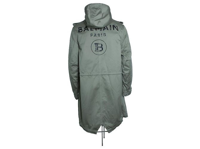 Balmain, parka con cappuccio in cotone verde - vista 2