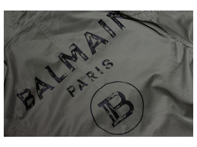Balmain, parka con cappuccio in cotone verde - vista 5