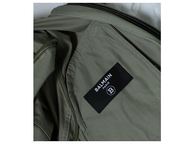 Balmain, parka con cappuccio in cotone verde - vista 7