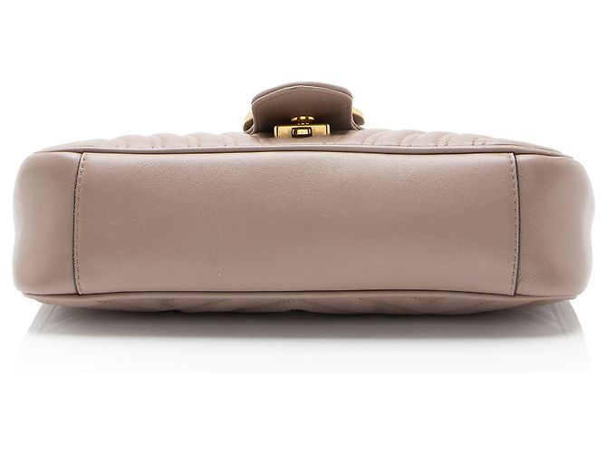 Borsa a patta media Gucci Matelasse Leather GG Marmont Marrone Beige - vista 4