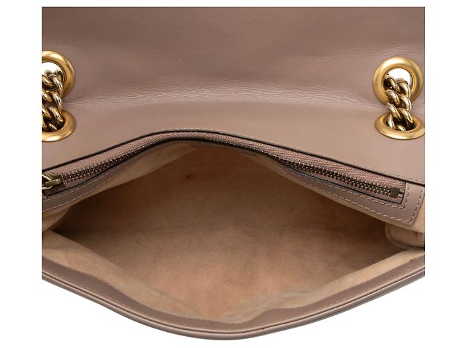 Borsa a patta media Gucci Matelasse Leather GG Marmont Marrone Beige - vista 7