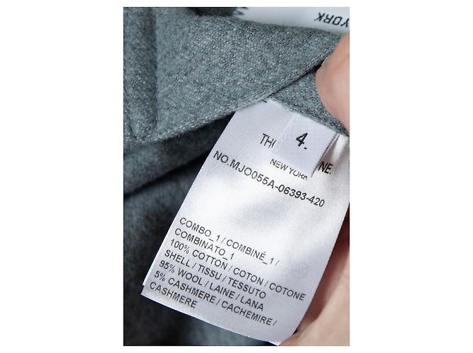 Thom Browne, Sovracamicia in cashmere e lana blu acciaio - vista 5