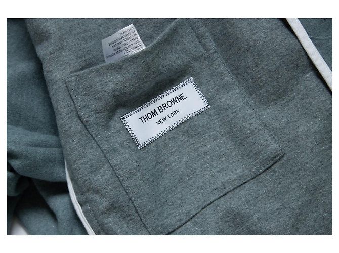 Thom Browne, Sovracamicia in cashmere e lana blu acciaio - vista 7