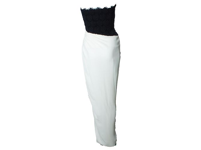 Max Mara, Abito maxi bianco con bustier floreale Multicolore - vista 3