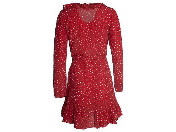 Autre Marque Realisation Kleid mit Rüschen und Sternenmuster Rot - Ansicht 2