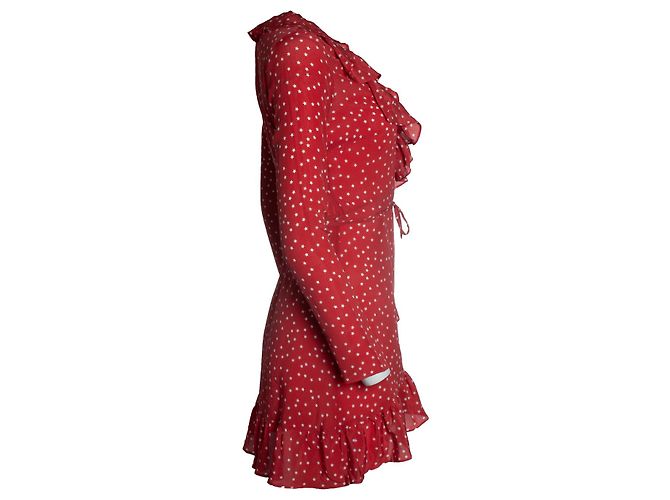 Autre Marque Realisation Kleid mit Rüschen und Sternenmuster Rot - Ansicht 3