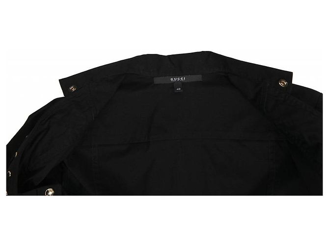 Gucci, Top nero con bottoni a pressione dorati. - vista 5