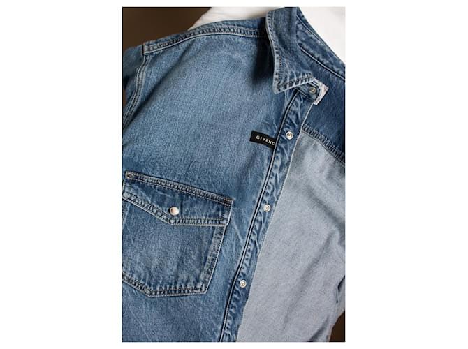 Givenchy, camicia in denim con lavaggio a candeggina Blu - vista 10