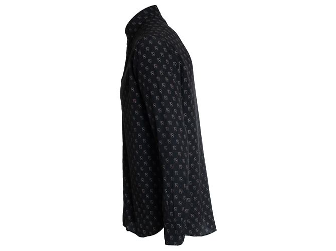 Saint Laurent, camicia con stampa di carte da gioco in nero - vista 4