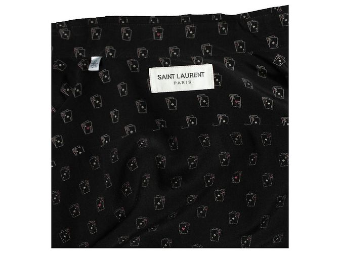 Saint Laurent, camicia con stampa di carte da gioco in nero - vista 5