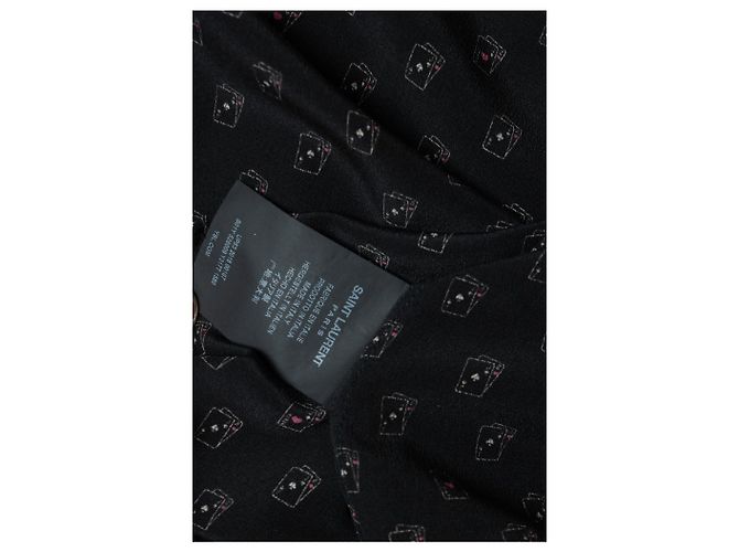 Saint Laurent, camicia con stampa di carte da gioco in nero - vista 7
