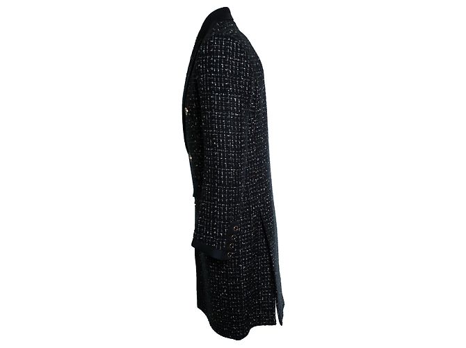 Amiri, Cappotto lungo in bouclé nero - vista 2