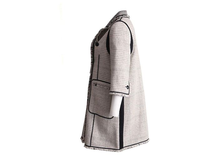 Louis Vuitton, cappotto in tweed nero/bianco con maniche ¾ in taglia FR40/S. Multicolore - vista 3