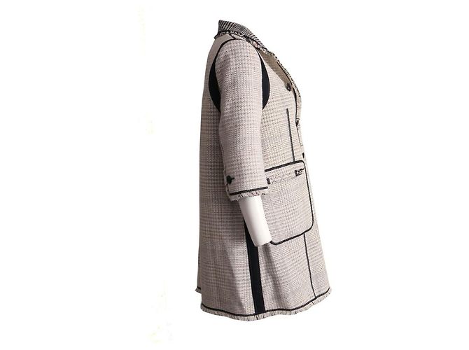 Louis Vuitton, cappotto in tweed nero/bianco con maniche ¾ in taglia FR40/S. Multicolore - vista 5
