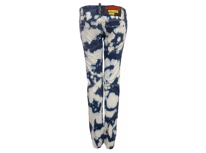 DSquared2, jeans biker blu con macchie di candeggina Multicolore - vista 2