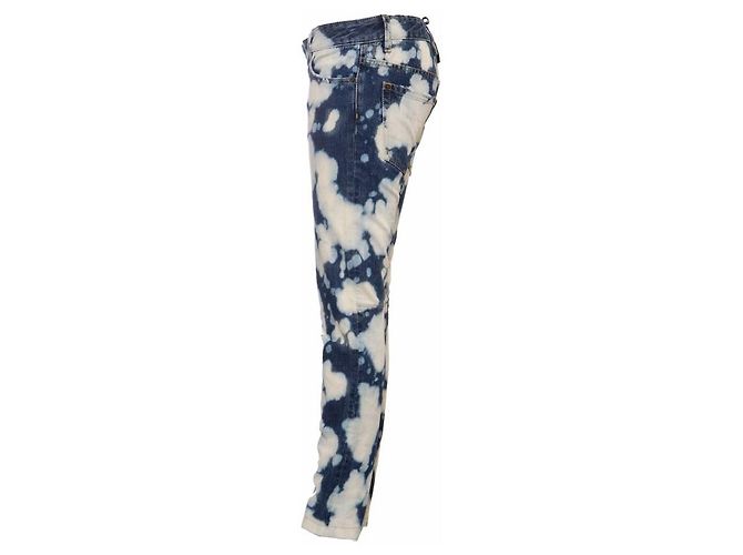DSquared2, jeans biker blu con macchie di candeggina Multicolore - vista 3