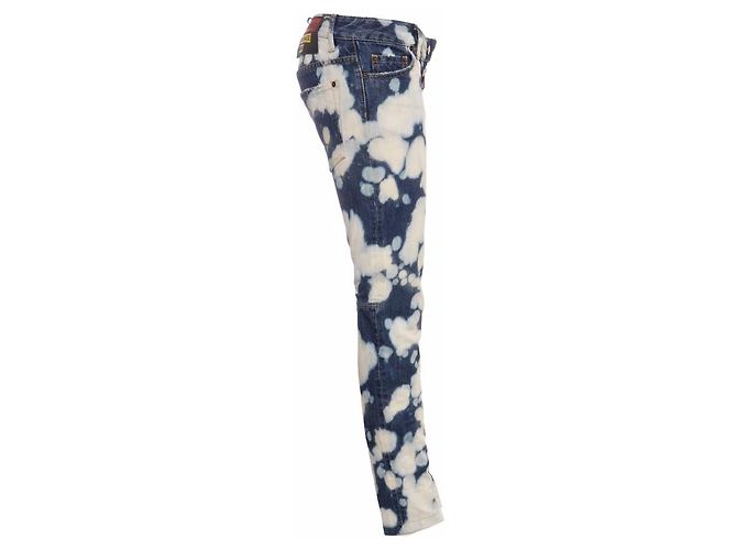 DSquared2, jeans biker blu con macchie di candeggina Multicolore - vista 4