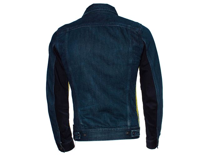 Diesel, Giacca di denim blu con strisce gialle. Multicolore - vista 3