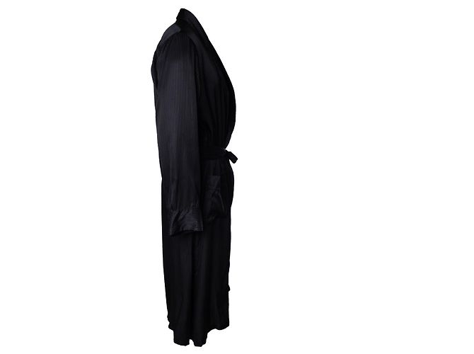 Autre Marque Derek Rose, robe de chambre listrada preta Preto - vista 3
