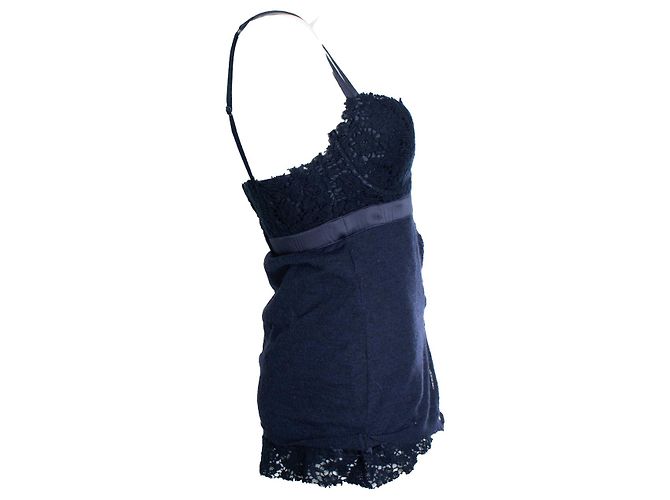 Ermanno Scervino, Top de lencería azul con lana - vista 4