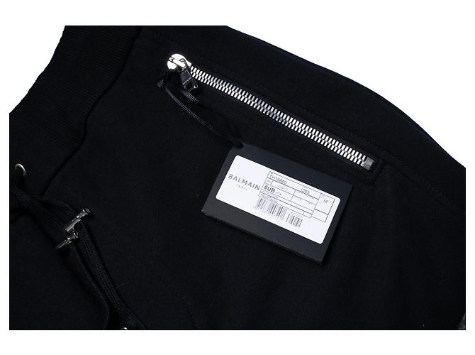 Balmain, schwarze Rippstrick-Jogginghose mit Präge-Logo - Ansicht 8