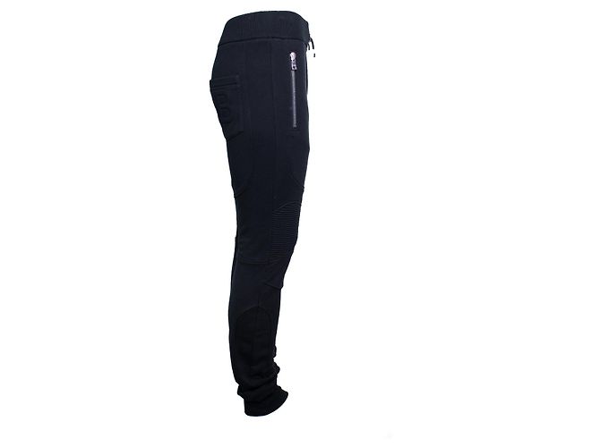 Balmain, schwarze gerippte Jogginghose mit Präge-Logo - Ansicht 4
