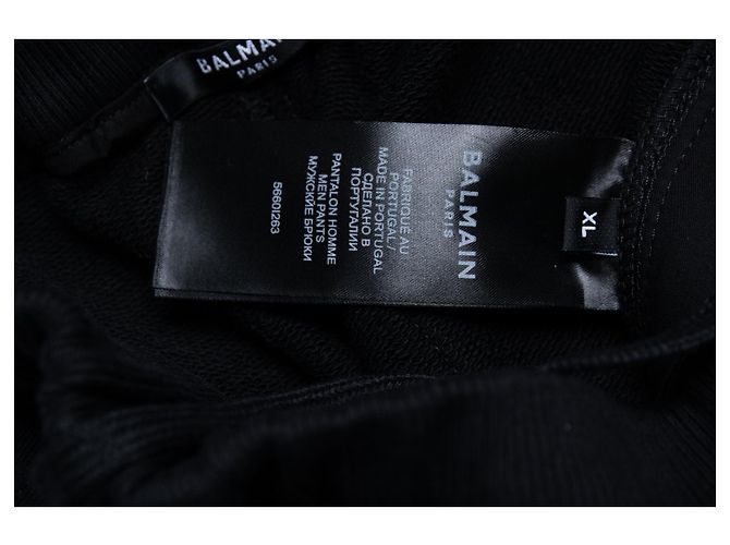 Balmain, schwarze gerippte Jogginghose mit Präge-Logo - Ansicht 5