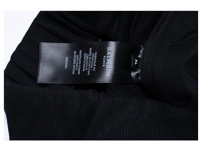 Balmain, schwarze gerippte Jogginghose mit Präge-Logo - Ansicht 6