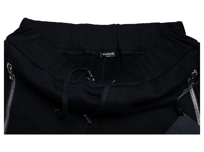 Balmain, schwarze gerippte Jogginghose mit Präge-Logo - Ansicht 8